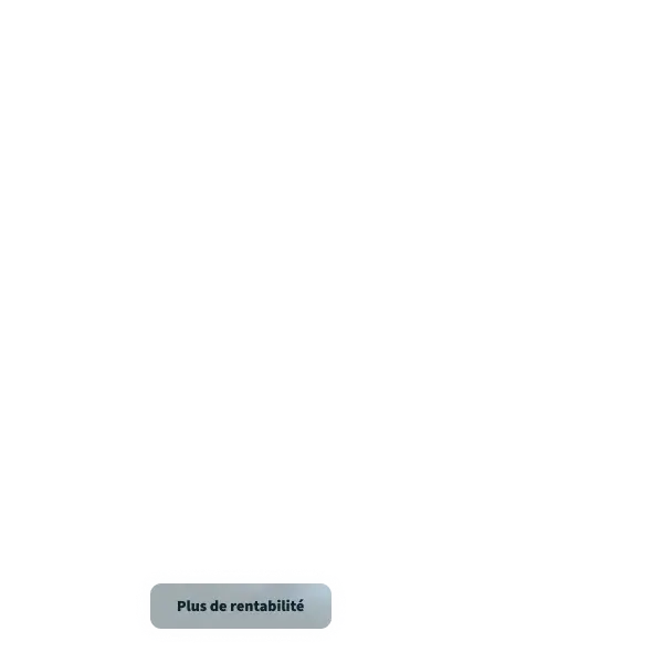 Un petit bouton beige au centre en bas, portant l'inscription « Plus de rentabilité », soulignant l'importance accordée à la rentabilité.
