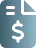 Icône représentant une feuille de papier bleue avec un signe dollar et un signe égal au-dessus, symbolisant des documents financiers ou des paiements.